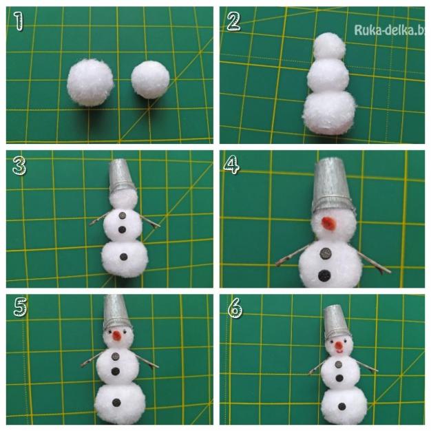 как сделать маленького снеговика